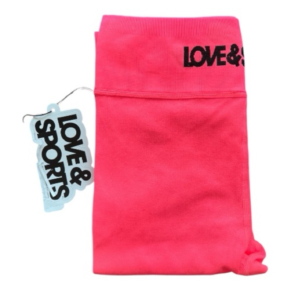 Love & Sports Women's Neon Pink Leggings Size L - Picture 3 of 6